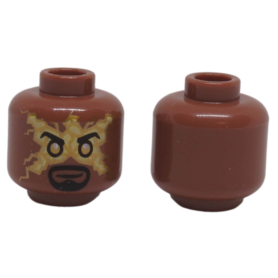 LEGO® minifigure head 3626pb3440 with electricity-style mask and printed goatee