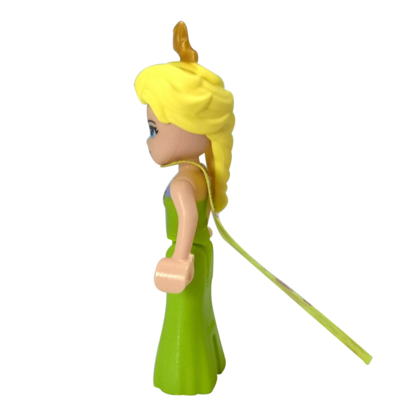 LEGO Elsa mini doll dp018 lime dress crown floral print, side