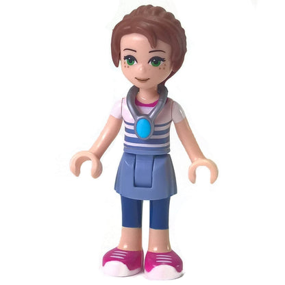 LEGO Elves Emily Jones amulet minidoll elf034b with higher cut leggings pink shoes necklace front view
