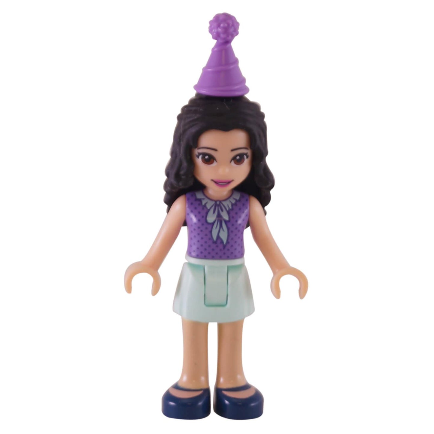 LEGO Friends Emma mini doll frnd0245 party hat lavender top skirt