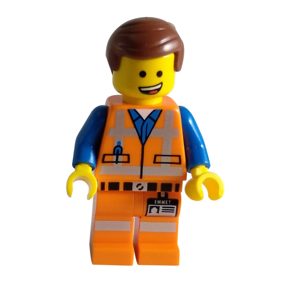 LEGO® Emmet Minifigure tlm096 – Lopsided Smile, Orange Construction Outfit from Set 70818
