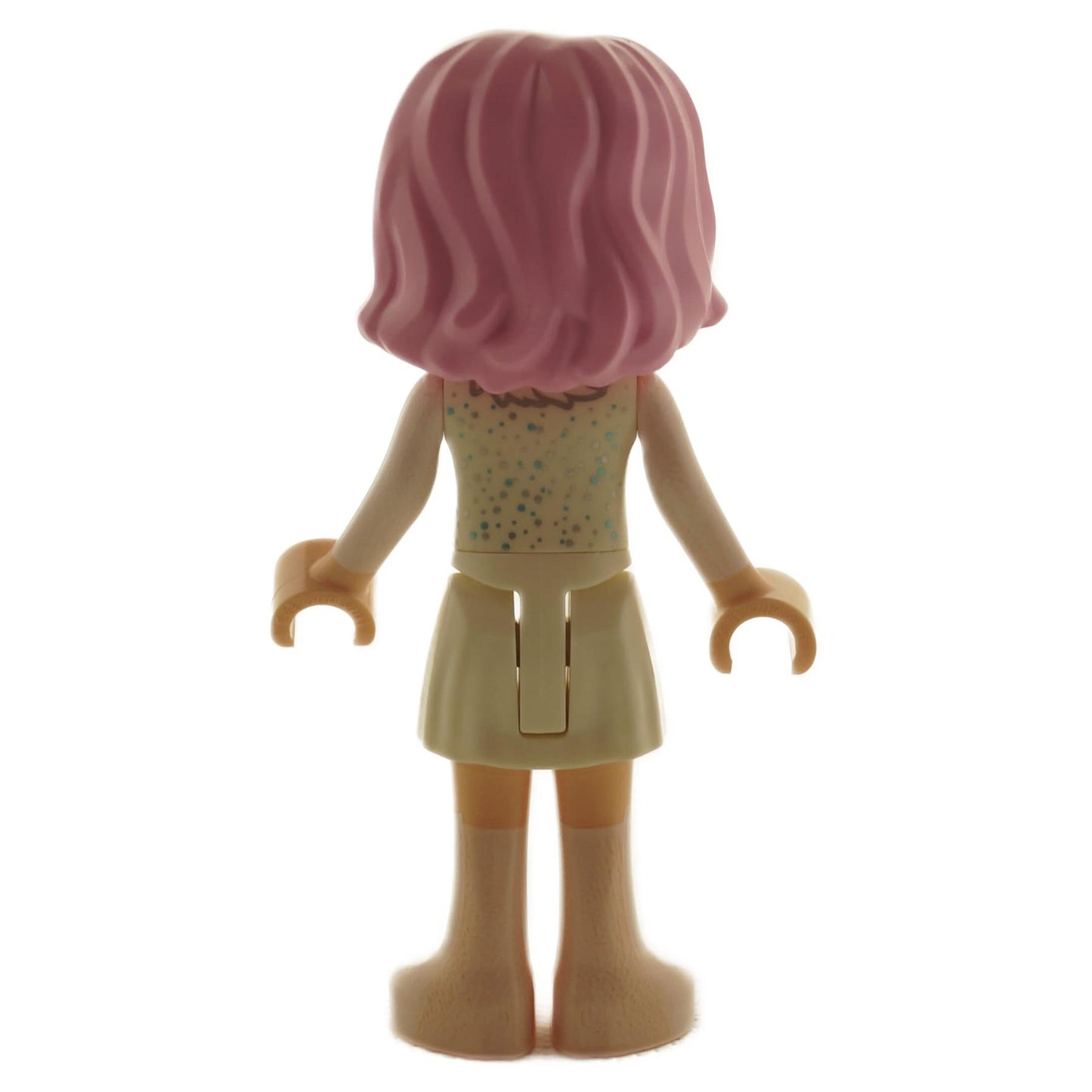 LEGO Enid Sinclair minifigure back view with short pink hair and pale Rave'N dance dress wed005