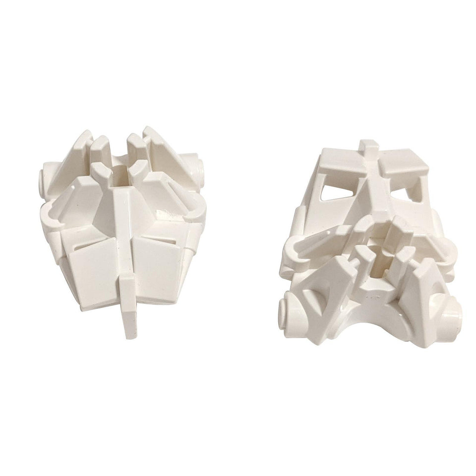 Weißer LEGO Bionicle Kopf-Verbindungsblock, Vorder- und Rückansicht