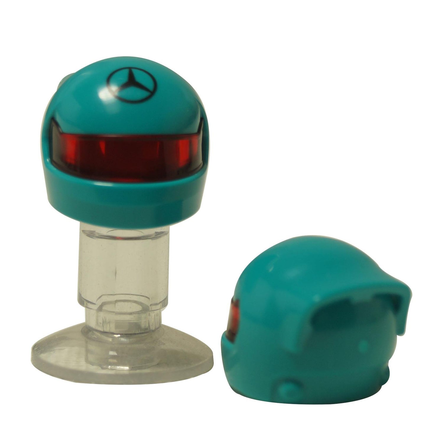 LEGO® Casco de F1 con el logo de Mercedes en turquesa oscuro, ideal para escenas de automovilismo, equipos de pits y MOCs de Speed Champions.
