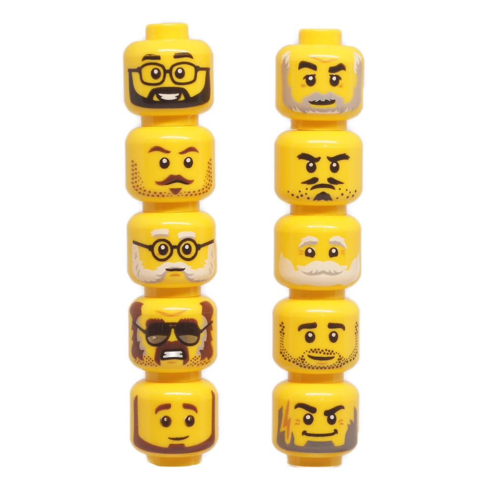 10x Heads with beards Yellow