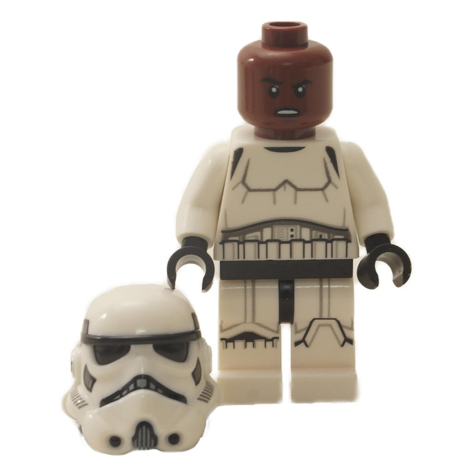 Stormtrooper - Casco Doble Moldeado para Hombre, Cuadrados Grises en la Parte Posterior, Cara Torcida, Marrón Rojizo Cabeza