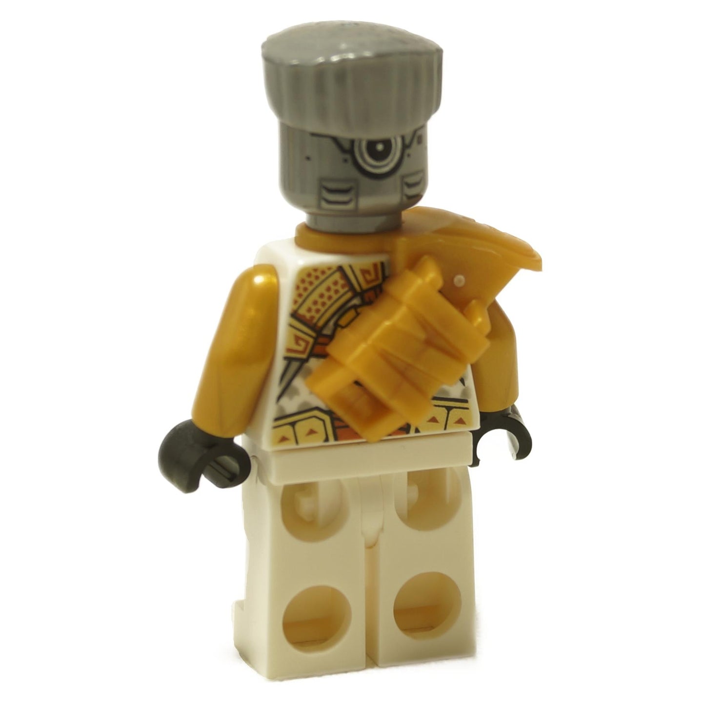 LEGO® NINJAGO Zane (Golden Ninja) – Crystalized (njo0806) rear view, featuring detailed gold shoulder armor and printed mechanical design on back. Displayed on a white background.  
