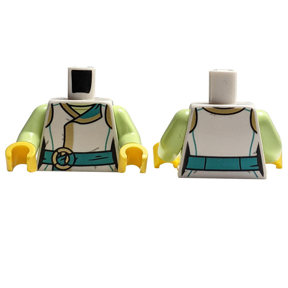 Túnica blanca de torso con mangas verdes 