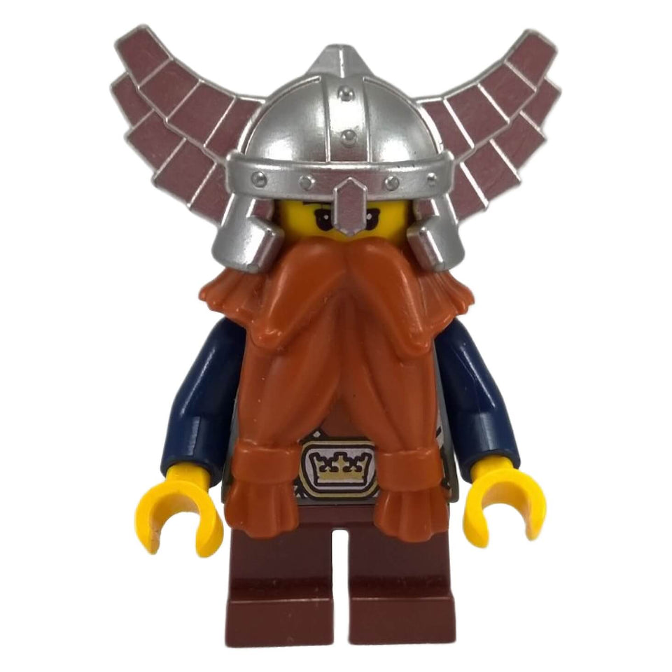 LEGO® Fantasy Era Dwarf minifigure cas373 with dark orange beard and silver winged helmet