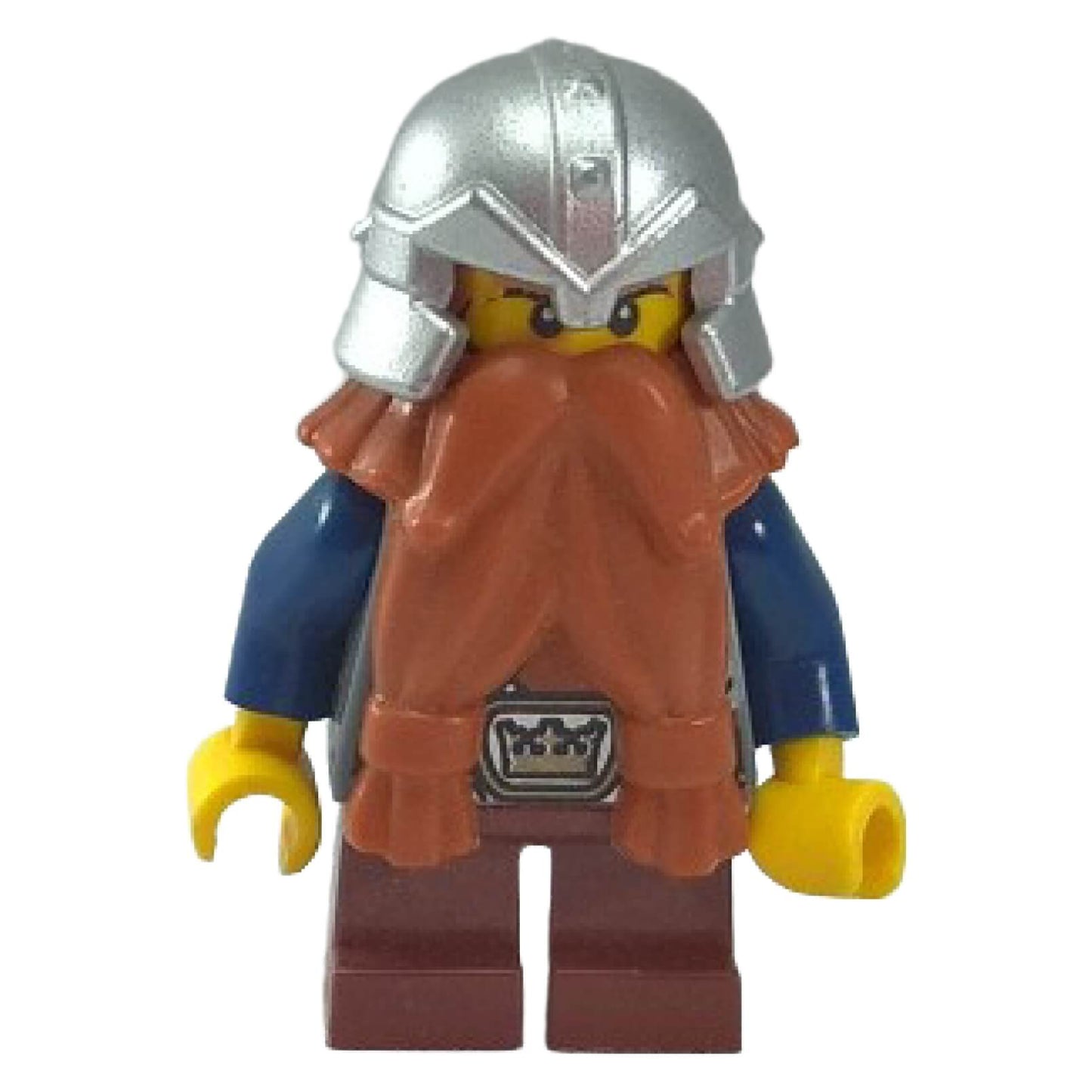 LEGO® Fantasy Era Dwarf minifigure cas377 with printed dark orange beard and silver helmet