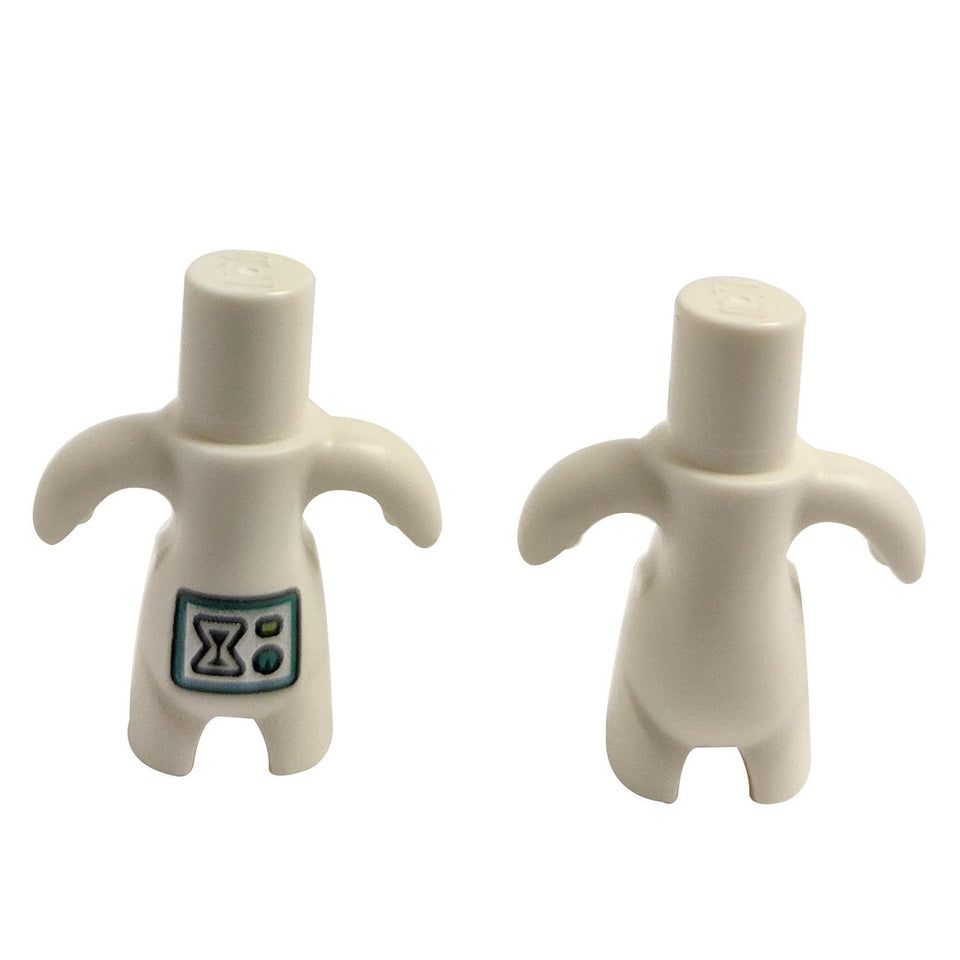 Corpo LEGO Dreamzzz Dreamling, branco com painel de controlo, vista frontal e traseira