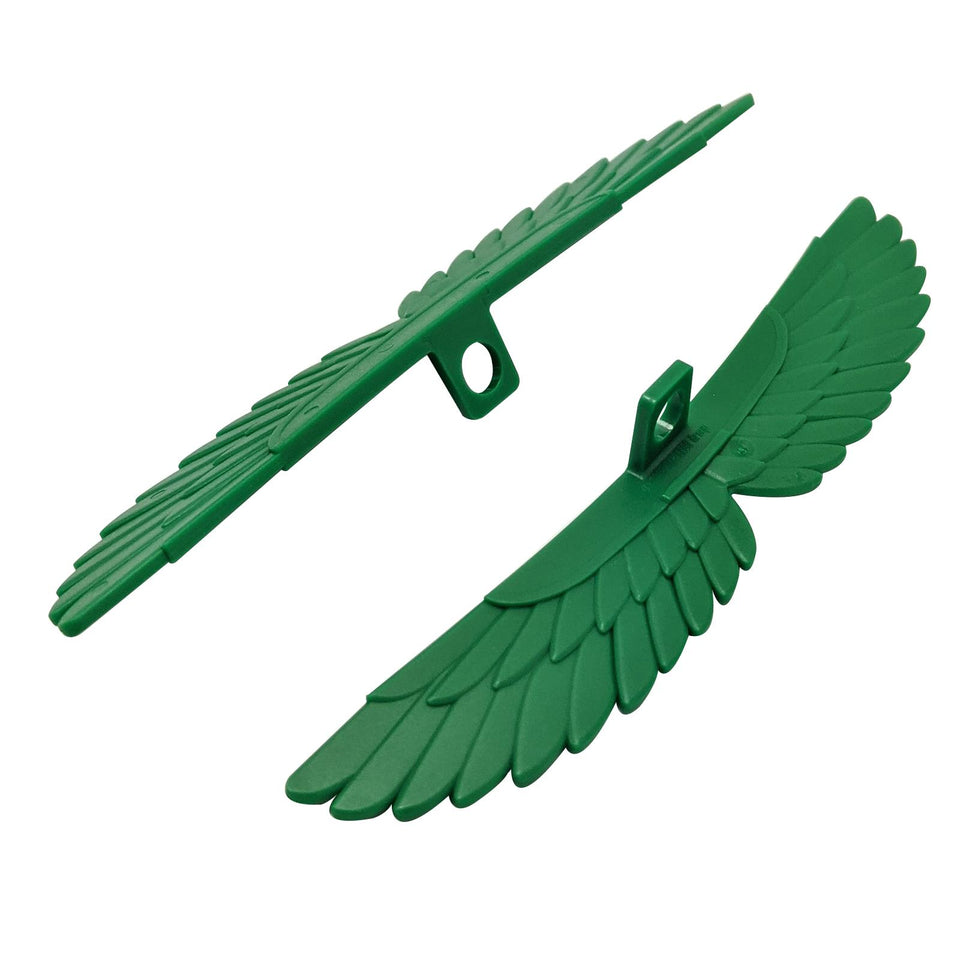 LEGO® feathered minifigure wings with integrated neck bracket accessory green