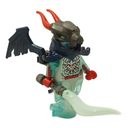 LEGO® NINJAGO Spectral Dragonian Warrior with horned helmet, wings, and glowing ghost sword from set 71843 Rogue’s Mech Dragon Rider