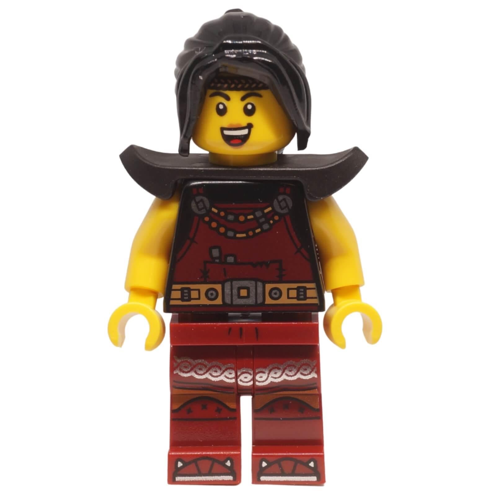 LEGO female blacksmith minifigure bdp209 dark red overalls shoulder armor