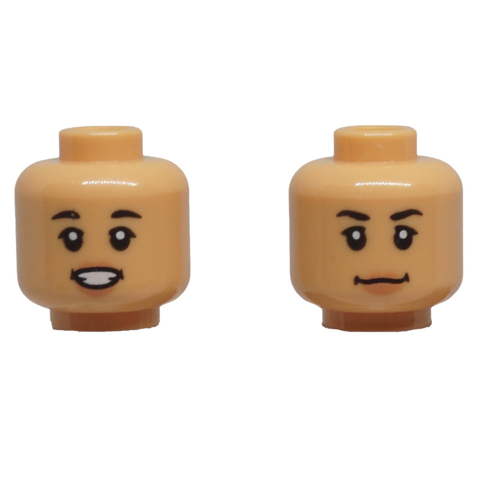 LEGO® Female Dual-Sided Minifigure Head 3626pb3383 with Neutral and Smiling Expressions