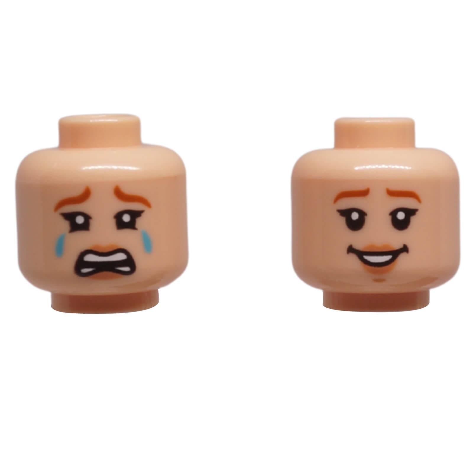 LEGO female minifigure head with dual-sided smile and crying expressions 3626pb3926