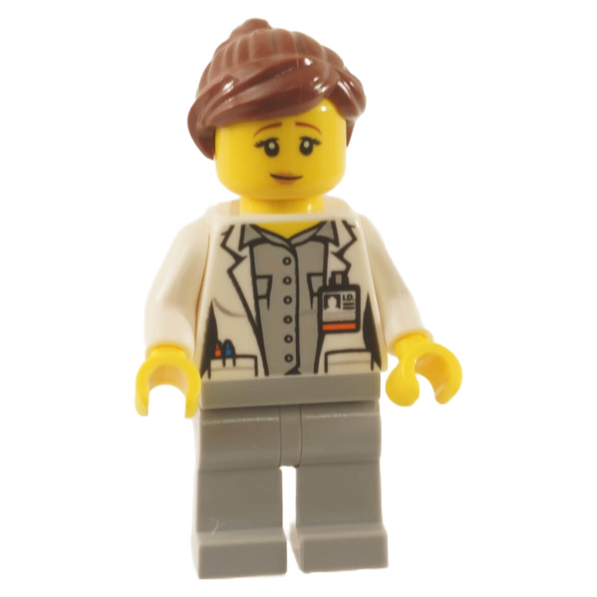LEGO® City female firefighter minifigure cty1252 wearing a white open firefighter jacket