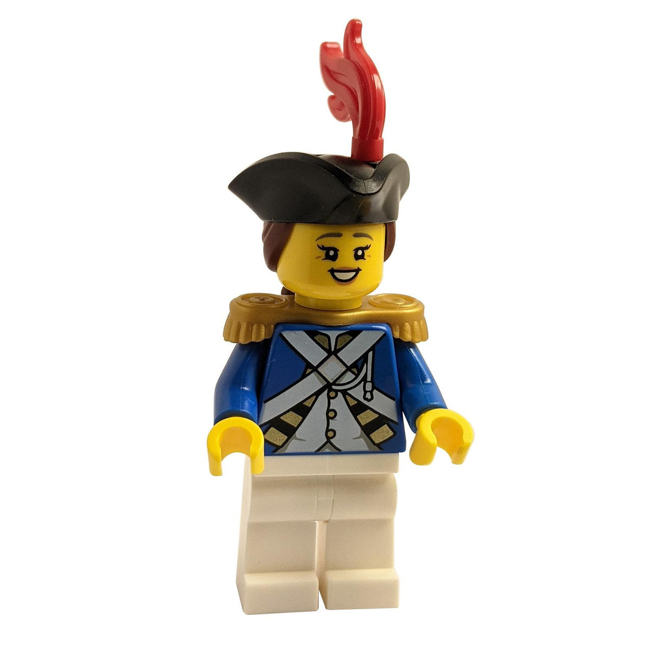 LEGO® Female Imperial Soldier Officer minifigure pi194 with tricorne hat red plume pearl gold epaulettes and white legs