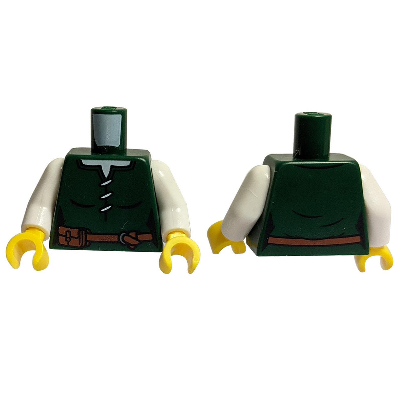 LEGO® female peasant shirt torso with dark green laced print and brown belt