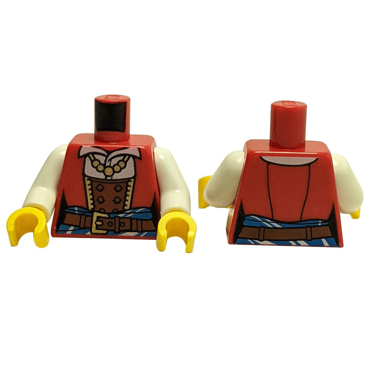 LEGO® female pirate corset torso with necklace print, belt, sash detail and printed back decoration
