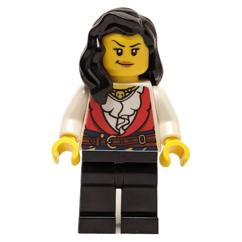 LEGO® Female Pirate Minifigure pi189 with black hair red waistcoat and black legs