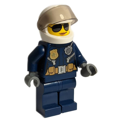Police helicopter pilot minifigure with sunglasses and dark uniform