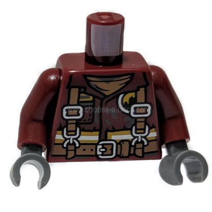 Rosso Scuro Torso Uniforme Antincendio con Strisce e Imbracatura Pa