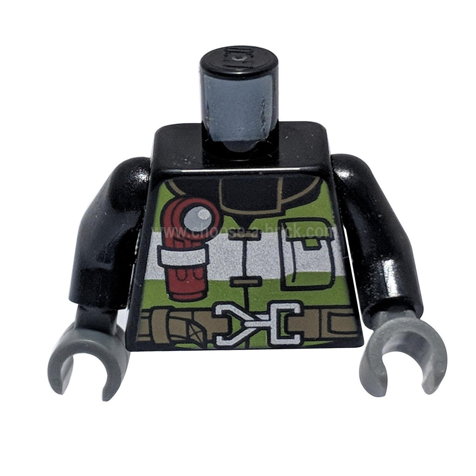 LEGO firefighter torso with reflective stripes flashlight and utility belt