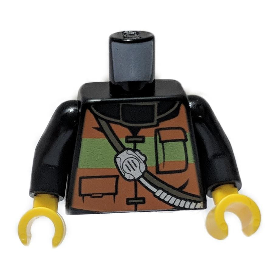 Torso LEGO, ves bomba dengan radio dan poket, pandangan hadapan
