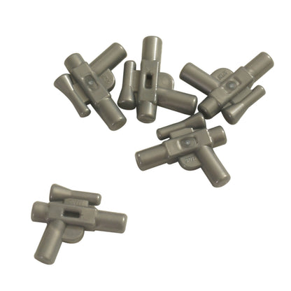 Arma de bláster pequeña de plata plana para minifiguras (estilo SW) para construcciones de ciencia ficción, tropas y escenas de acción
