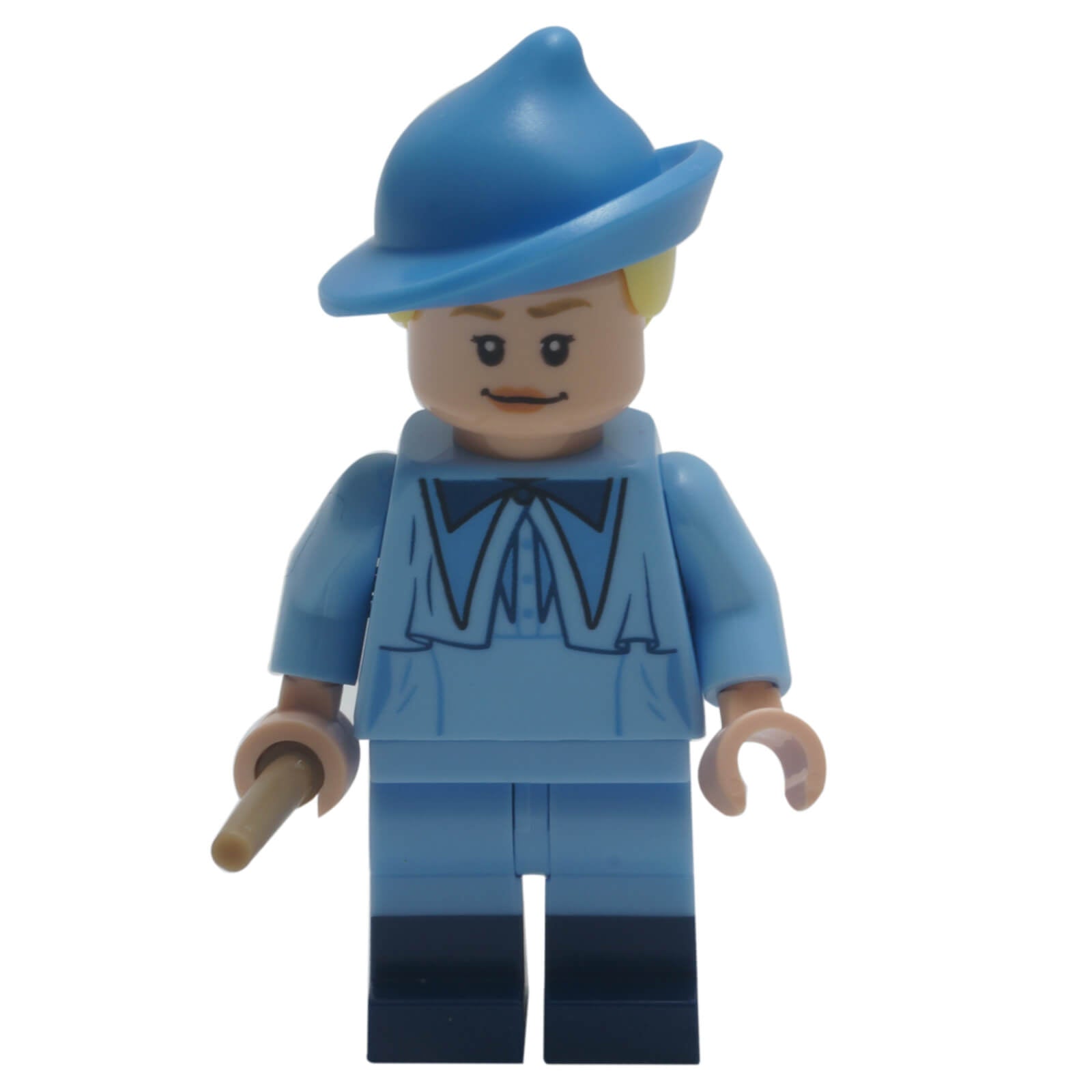 LEGO® Harry Potter Fleur Delacour minifigure in bright light blue Beauxbatons robe with wand, smiling face from Goblet of Fire set 75958