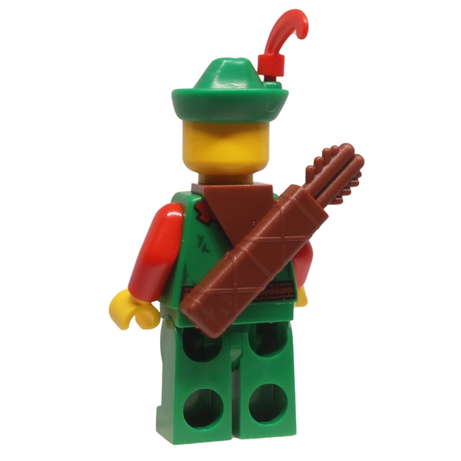 LEGO Forestman minifigure bdp177 from Forest Stronghold with green tunic quiver and feathered hat, back