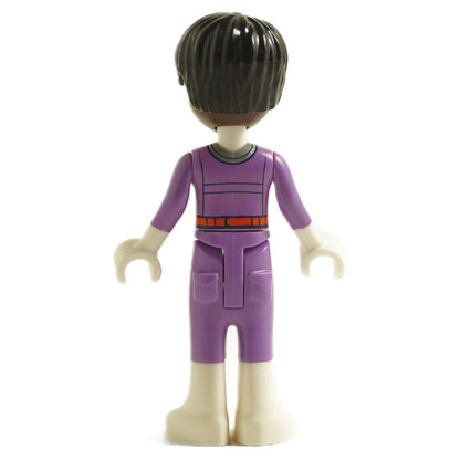 back view of LEGO Friends Aveline mini doll mission commander wearing mediumlavender space mission uniform
