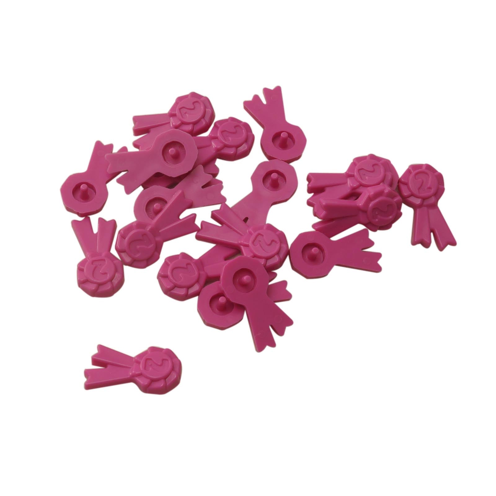 LEGO® Friends award ribbon accessory 92355f in dark pink with printed number 2 rosette badge
