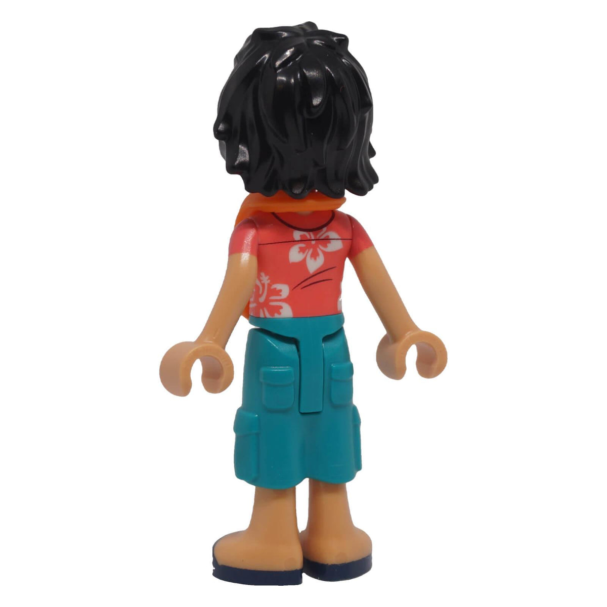 LEGO Friends Koa frnd0542 mini-doll back view with floral shirt and teal shorts