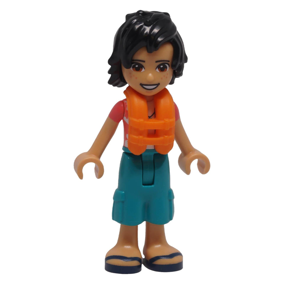 LEGO Friends Koa frnd0542 mini-doll front view with orange life jacket