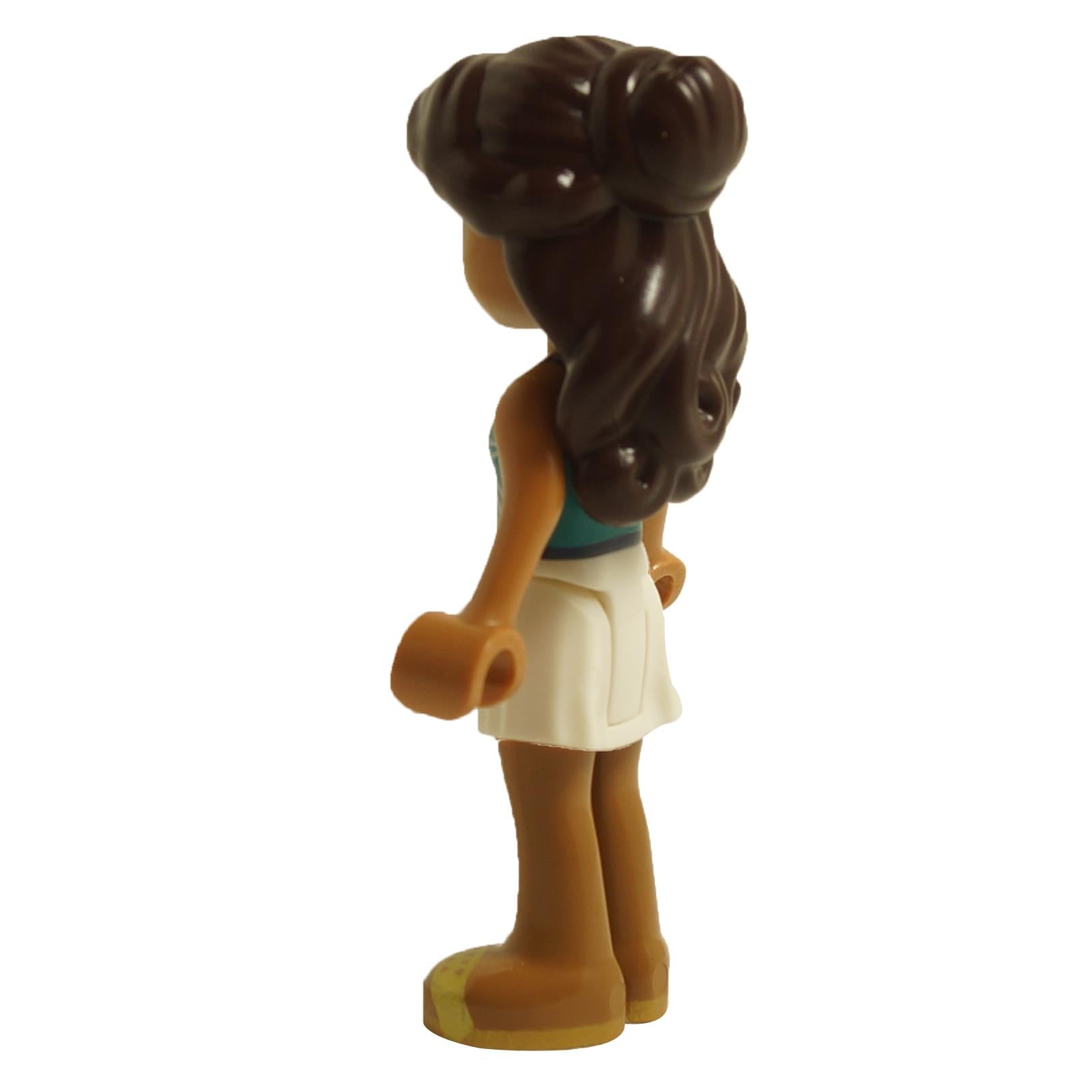 Back view of LEGO Friends Layla mini-doll frnd0494 showing long dark hair and colorful outfit