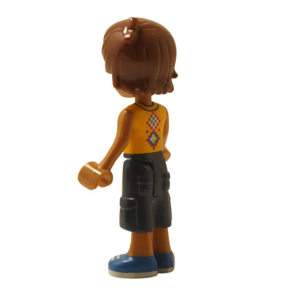 Friends Leo minifigure rear angle view orange shirt dark blue shorts frnd0883

