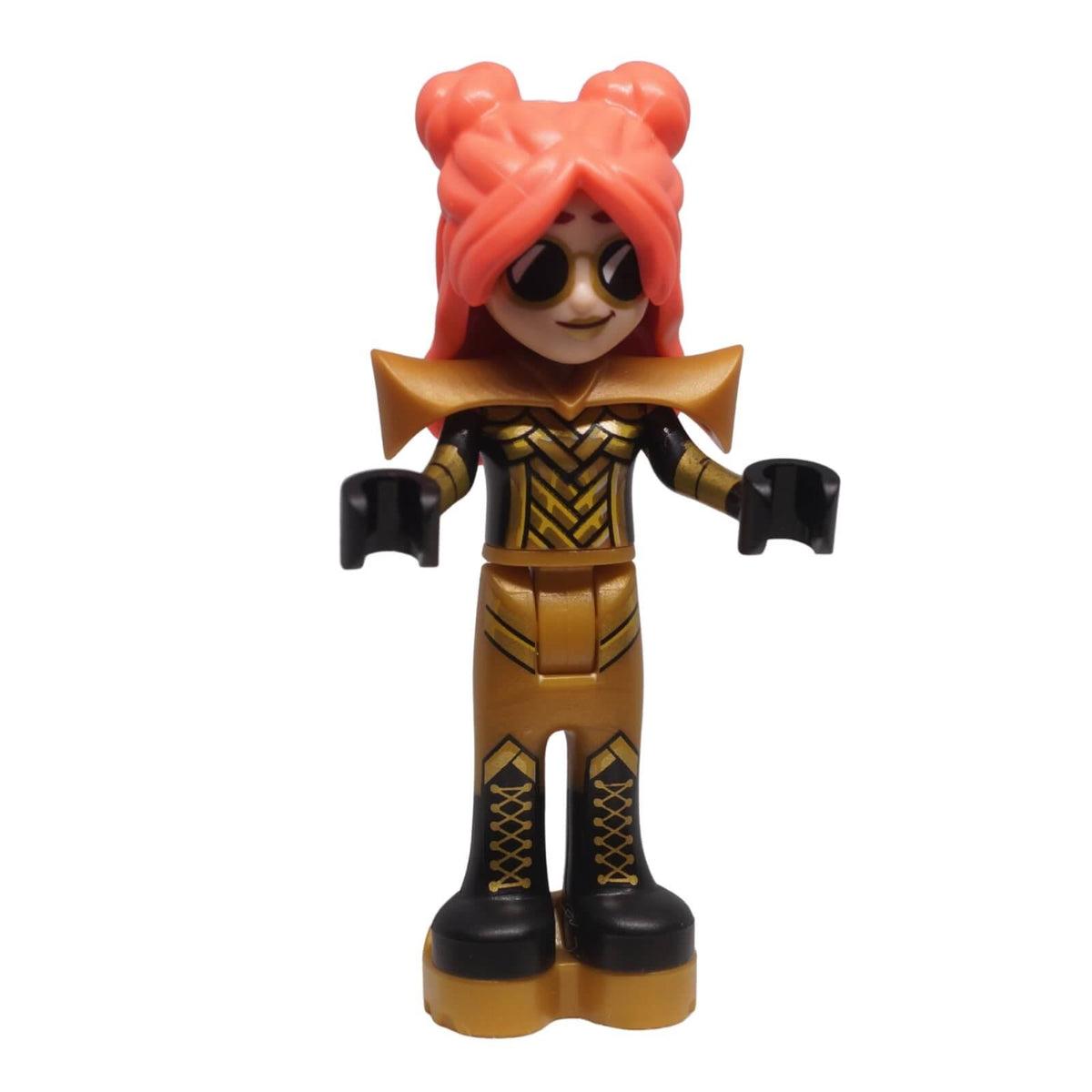 LEGO® Friends Ley-La Paisley persona mini-doll frnd0707 front view with sunglasses, shoulder pads and platform boots