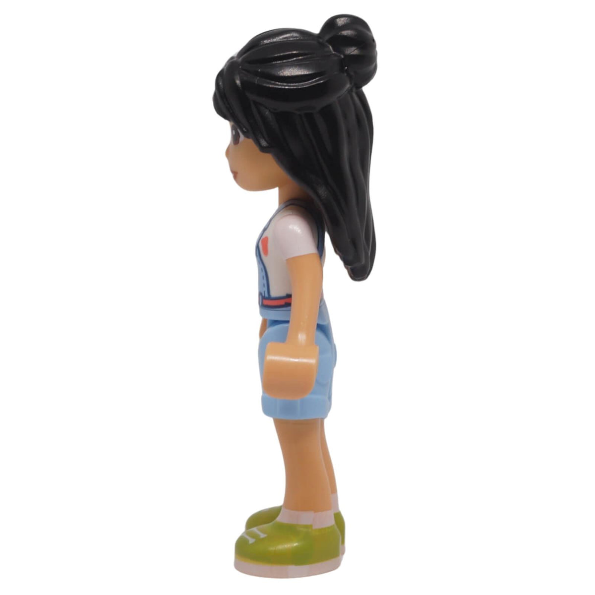 LEGO Friends Liann frnd0600 mini-doll side view with long black bun hairstyle