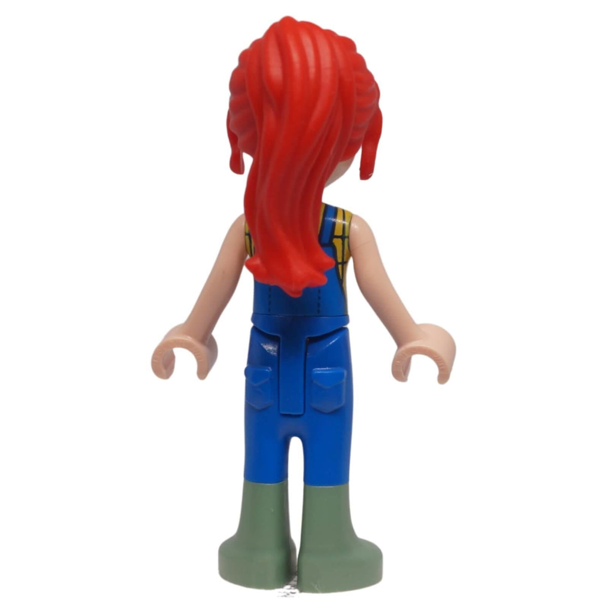 LEGO® Friends Mia mini-doll frnd0497 rear view showing long ponytail, printed overalls and boot detailing