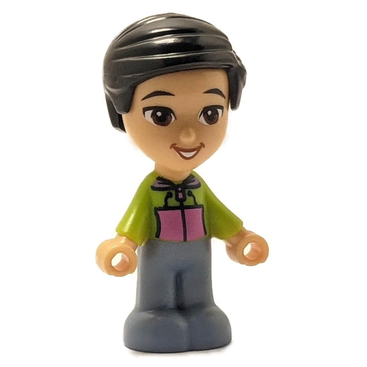 LEGO® Friends Peter micro-doll frnd0571 front view with short hair and printed bow tie outfit