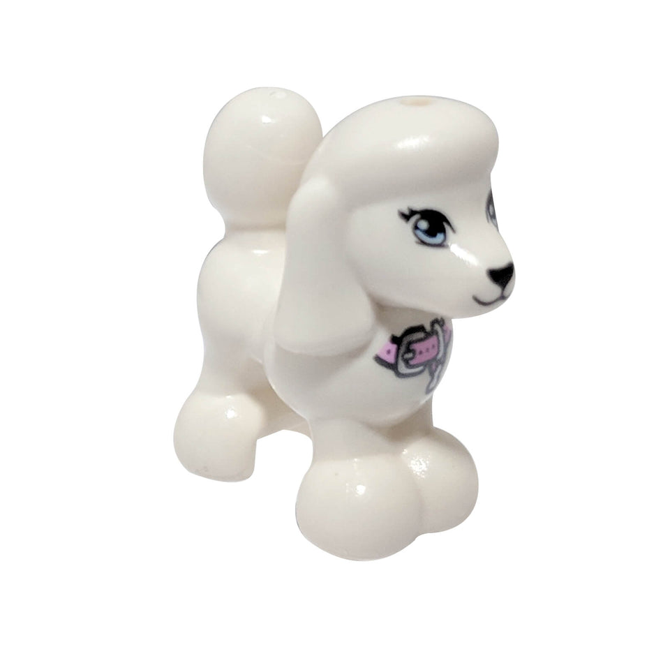 Figura de perro caniche de Friends con collar rosa brillante pieza 11575pb01