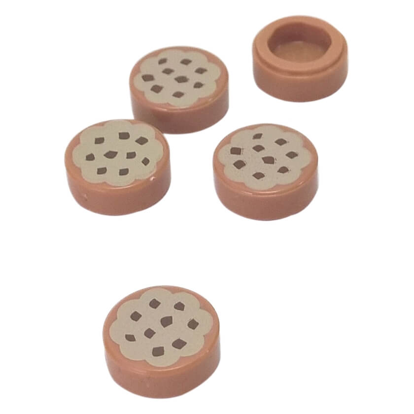 LEGO® frosted cookie round 1x1 tile with icing and dark chip print