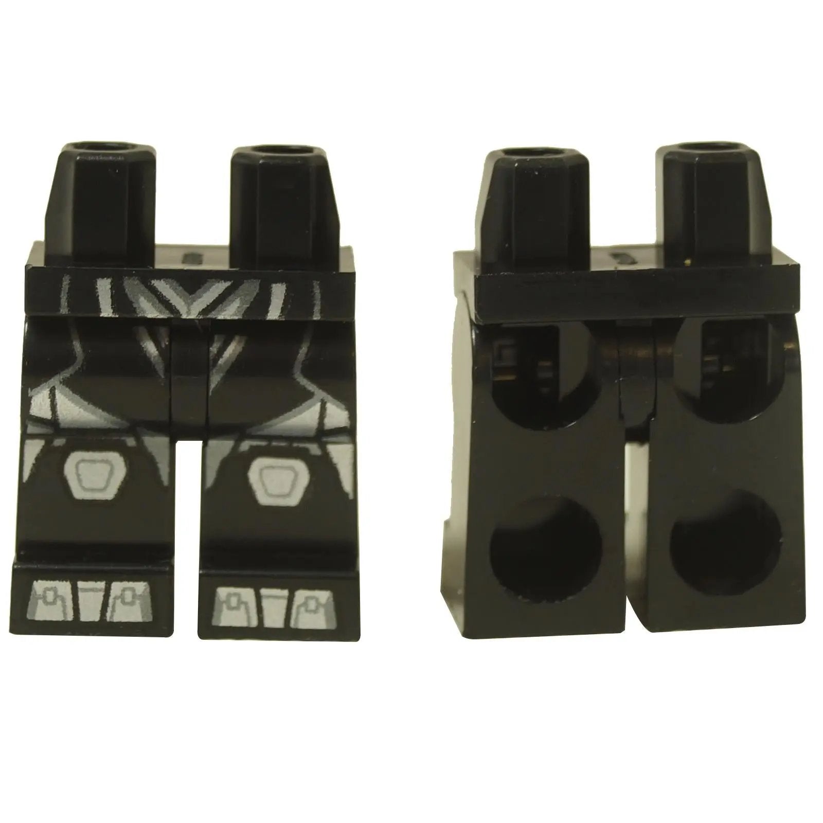 LEGO minifigure black hips and legs with silver geometric armor print 970c00pb1701