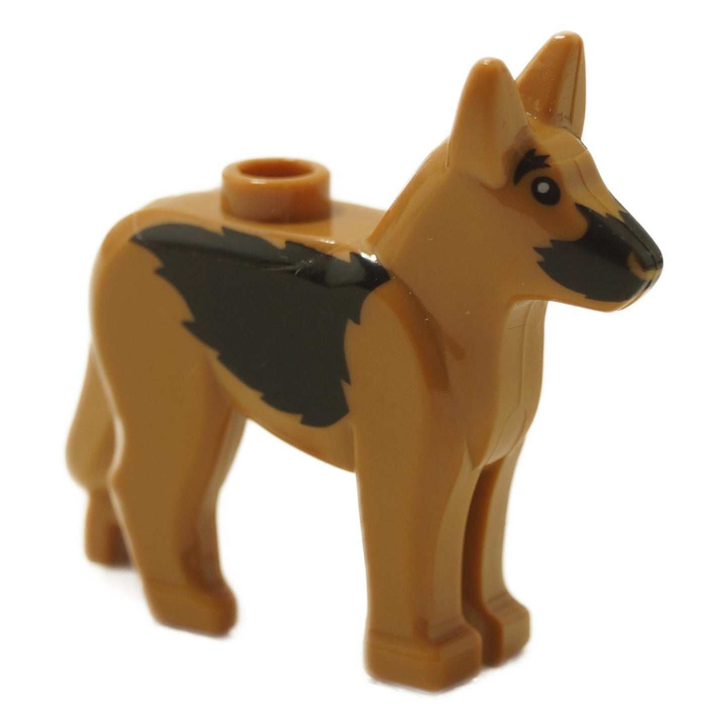 German Shepherd dog figure side view in medium nougat with black markings on body and face
