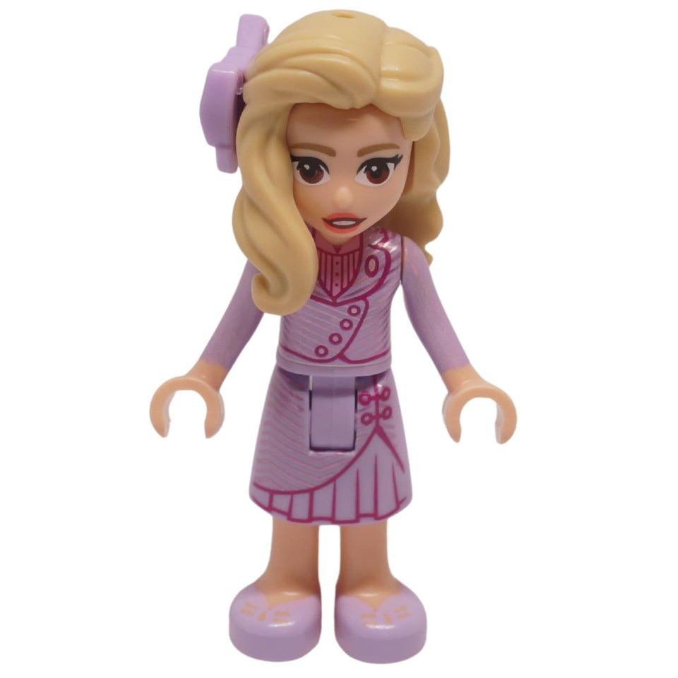 Glinda mini doll lavender dress blonde hair purple bow front view
