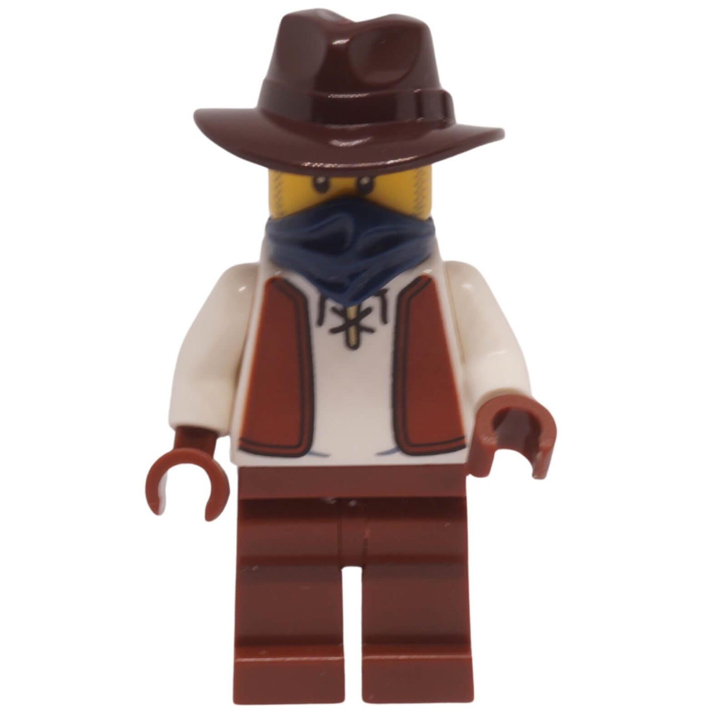 LEGO Gold Mine Miner Minifigure bdp306 with dark blue bandana and dark brown fedora 