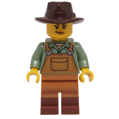 LEGO Gold Mine Miner Minifigure bdp305 with printed overalls and dark brown fedora 