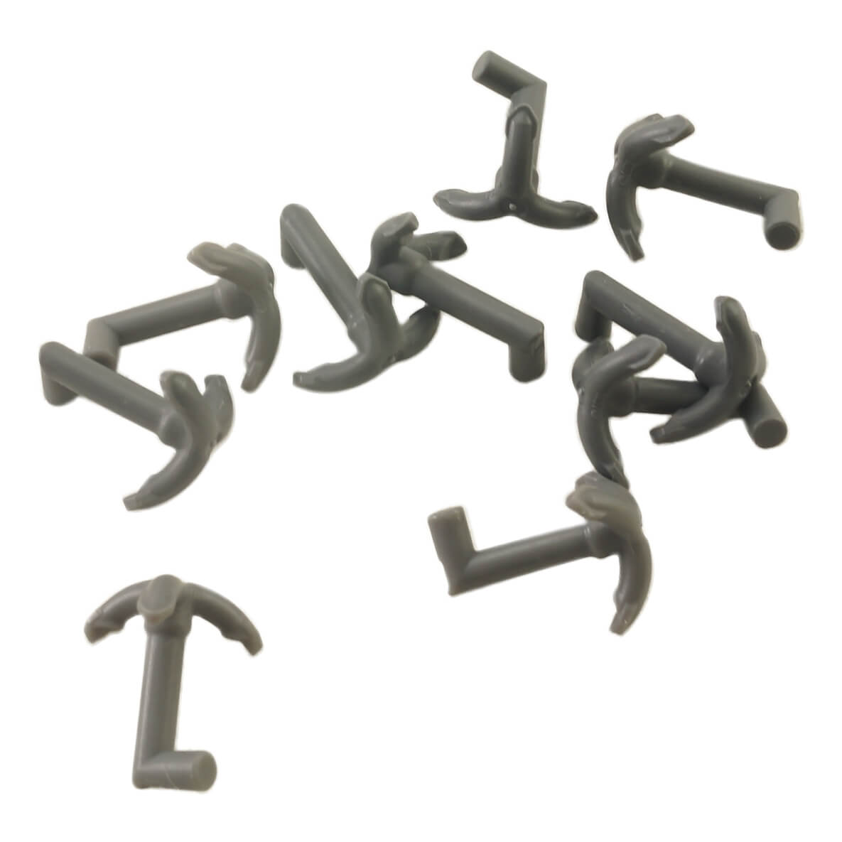 Scattered dark bluish grey LEGO Grappling Hooks with Bar 15534.